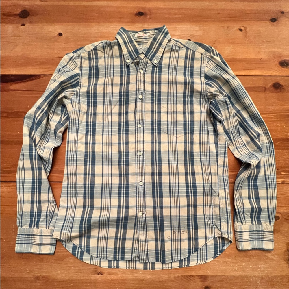 Mens Gant Blue & Cream Plaid Casual Button Down Shirt Medium
